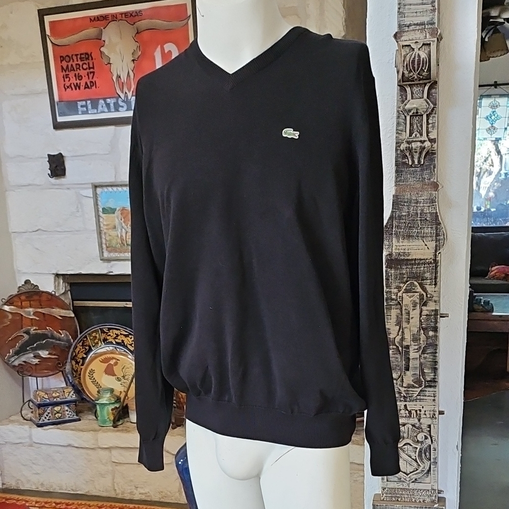Lacoste Men's V-Neck Sweater in Black